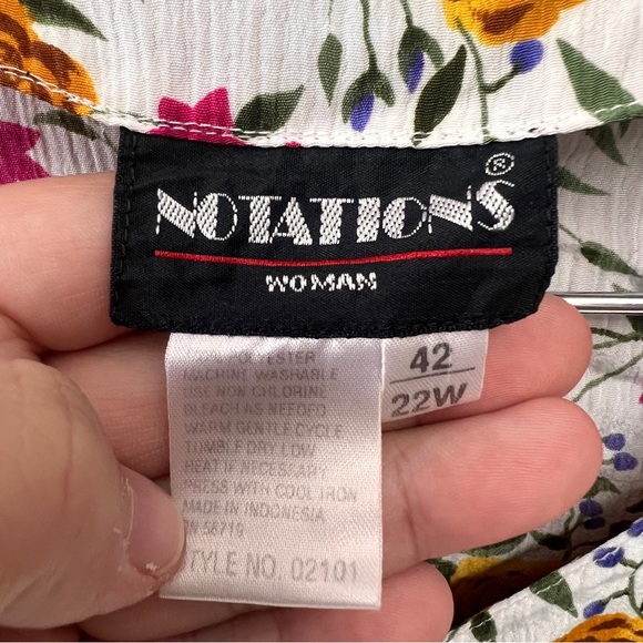 Vintage Notations Button down Shirt Women's top Floral Short sleeve Plus 22W - Picture 2 of 9